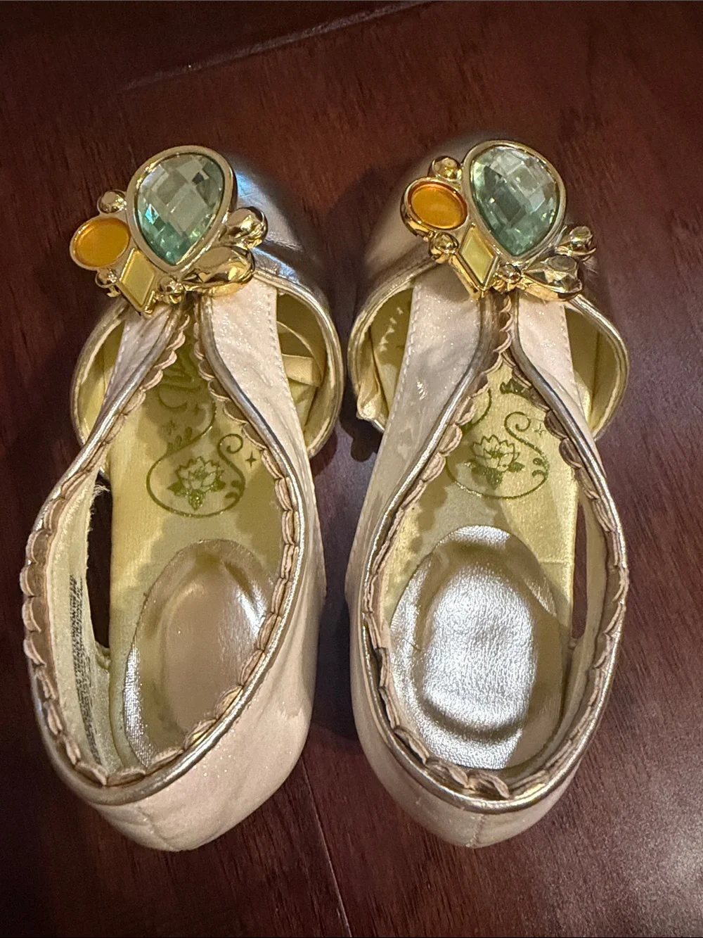 Disney Girls Metallic Rose Gold Jewel Mary Jane Dress Shoes